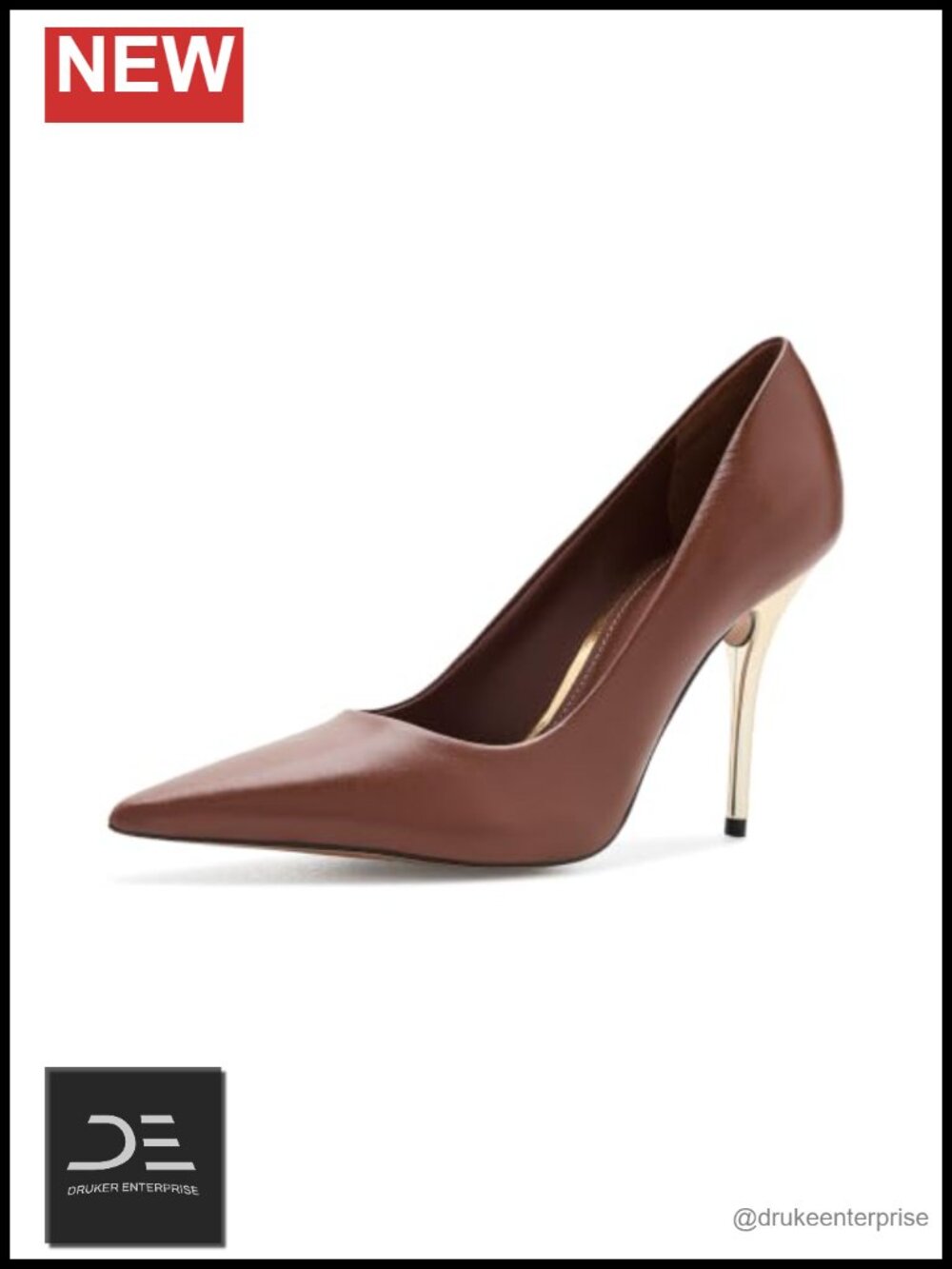 High Stiletto Pumps Leather Pointed Toe Heels
